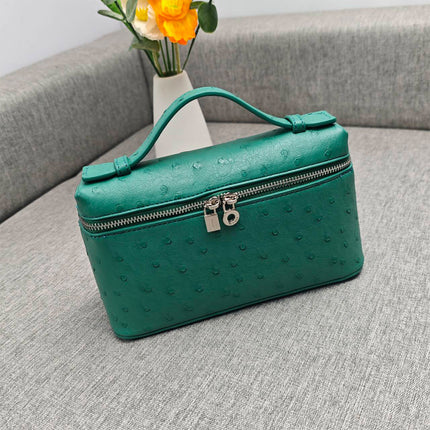 2025 New Cosmetic Bag Cross-Border Fashion Lp19 Lunch Box Bag Second Generation Ostrich Leather Handbag Crossbody Bag for Women