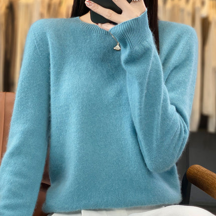 First-Line Ready-To-Wear 100% Pure Wool Round Neck Knitwear Women's New Autumn and Winter Seamless Knitwear Slimming Look Versatile Knitwear