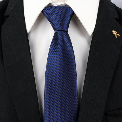 Tie Men's Forsuit Business Blue Striped Shirt Suit Hands Lazy People Zip-Free Wedding Trend