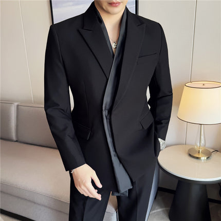 New Fashionable Suit suit Removable Fake Two-piece Design Korean Yuppie Show Style Suit Two-piece Set