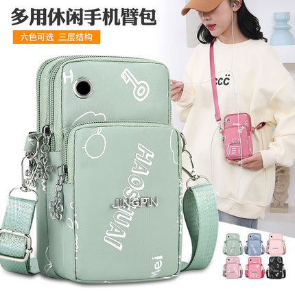 New Casual Small Satchel Oxford Cloth Shoulder Bag Summer Wrist Bag Arm Bag Neck Small Bag Multi-layer Mobile Phone