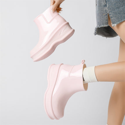 Cross-Border Wholesale Japanese-Style New Fashion Rain Boots for Women, Non-Slip Waterproof Shoes, Girls' Camping Rubber Shoes, Shiny Rain Boots
