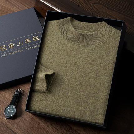 Business Casual Base Autumn and Winter Knitwear New Loose Large Size Cashmere Knitwear Men's Half Turtleneck Men's Cashmere Knitwear