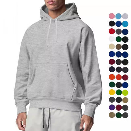 2025 New Cross-Border European and American Men's Sports Pure Color Fleece Sweatshirt Men's Export Wholesale Hoodie
