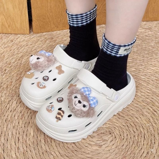 Cute Cartoon Shirley Rose Clogs for Women, 2026 Summer New Style, Outdoor Thick-Soled Slippers with a Soft Stepping Feel, Trendy Closed-Toe Sandals