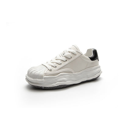 White Sneakers with Shell Toe Design, 2026 Genuine Leather Women's Shoes, Thick-Soled Height-Increasing Breathable Sports Casual Shoes, Non-Slip and Wear-Resistant
