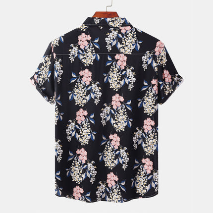 Cross-border Trade 2022 Summer New Men's Casual Shirt European Size Hawaiian Men's Floral Short-sleeved Shirt for Men