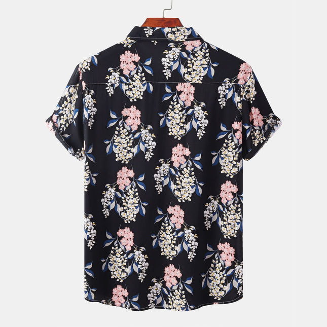 Cross-border Trade 2022 Summer New Men's Casual Shirt European Size Hawaiian Men's Floral Short-sleeved Shirt for Men