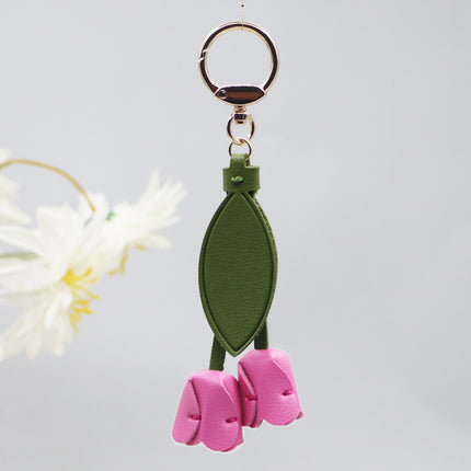 Little red book with tulip keychain cute personality car key bag pendant can be printed logo factory direct sales