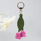 Rose red [tulip flowers/embossed leaves] keychain bag charm