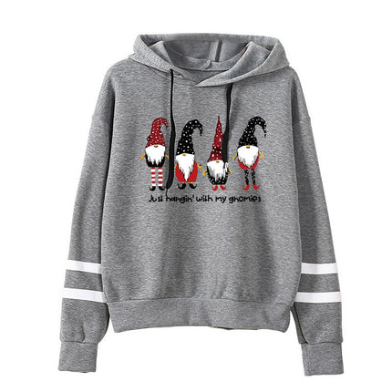Cross-border European and American foreign trade sources Santa Claus printed parallel bars striped hooded hoodie autumn and winter European and American women