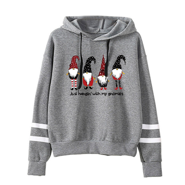 Cross-border European and American foreign trade sources Santa Claus printed parallel bars striped hooded hoodie autumn and winter European and American women