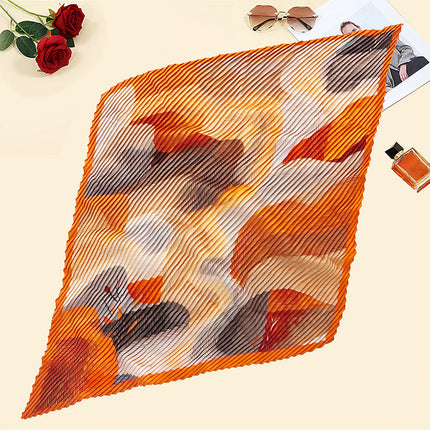 New wrinkled small square scarf female Korean imitation silk printed wrinkled small scarf Joker scarf decorative scarf wholesale