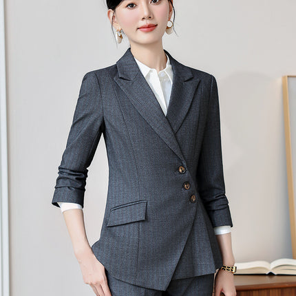 High-end Sense Striped Suit suit Women's 2024 Autumn Fashion Elegant High-end Business Wear Goddess Fan Dress Suit