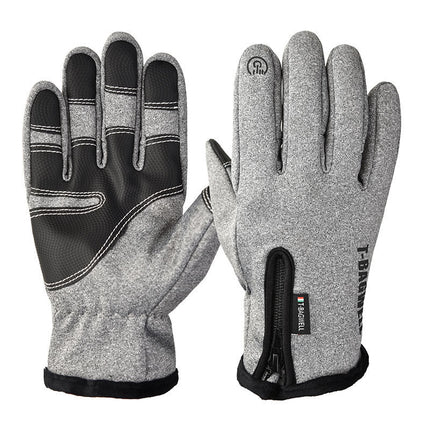 Outdoor Waterproof Gloves Winter Touch Screen Men's and Women's Windproof Cycling Zipper Sports Plus Velvet Mountaineering Ski Warm Gloves