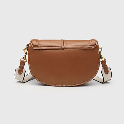 Za Women's Bag 2025 Spring New Saddle Bag Magnetic Buckle Flip Shoulder Crossbody Bag Versatile Wide Shoulder Strap Work Clothing