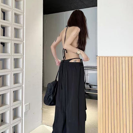 European and American Export Swimsuit Pure Color Bikini Two-Piece Sexy Beach Bikini Female Black Letter Simple Female