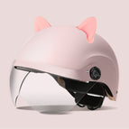 One size fits all / Summer helmet frosted powder + summer helmet transparent mirror + accessories (rabbit ears pink)