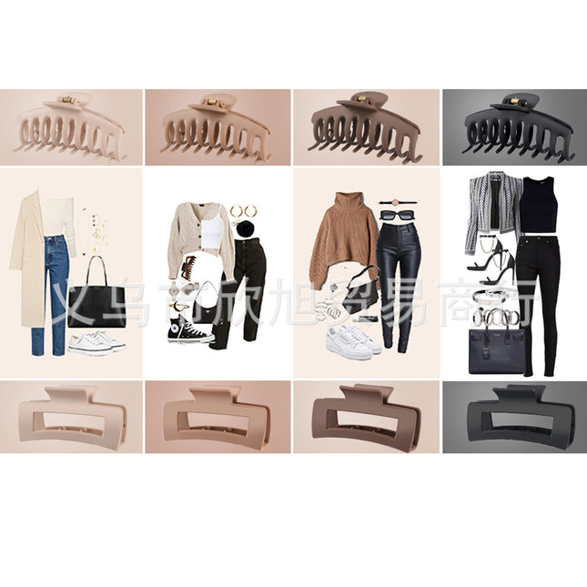 In-Stock Cross-Border Amazon 8-Piece Set 11cm Dragon Bone Square Hair Clip Abs Material Drop-Resistant Hairpin Hot-Selling Geometric