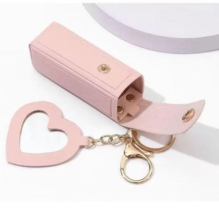 2024 Small Lipstick Bag Mini with Mirror Portable Women's Lipstick Keychain Emerald Green Cute