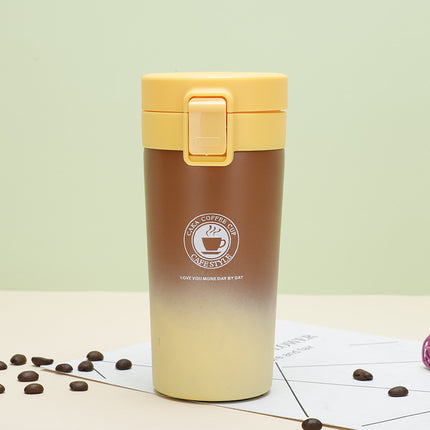 Fashionable simple double-layer vacuum stainless steel coffee cup handy cup American coffee pot portable gift pop lid cup