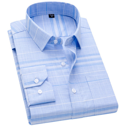 New men's long sleeve plaid shirt men's business casual shirt for the elderly Amoy supply a generation of micro-supply