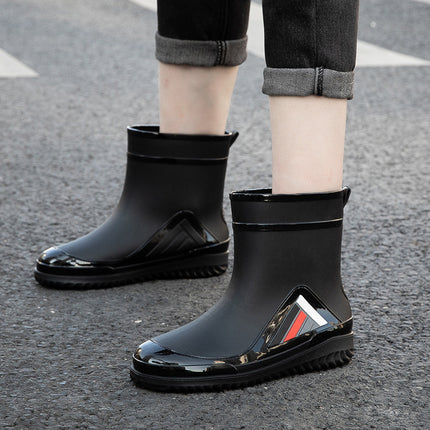 New men's rain boots non-slip thick-soled waterproof boots wear-resistant fashion outer wear car wash work rubber shoes overshoes men's thick