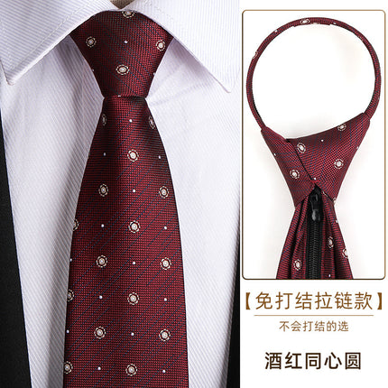 Dress Business Tie Men's and Women's Groom Wedding Black Zipper Korean Narrow No Lazy Striped Bow Tie Plaid