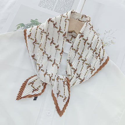 New wrinkled small square scarf female Korean imitation silk printed wrinkled small scarf Joker scarf decorative scarf wholesale