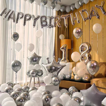 18-Year-Old Adult Ceremony Male and Female Birthday Decoration Party Decoration Background Wall Balloon Photo Scene Props Balloon Set
