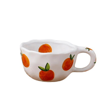 Cross-border can be labeled hair girl heart pinch strawberry fruit coffee cup afternoon tea ceramic cup cute coffee cup