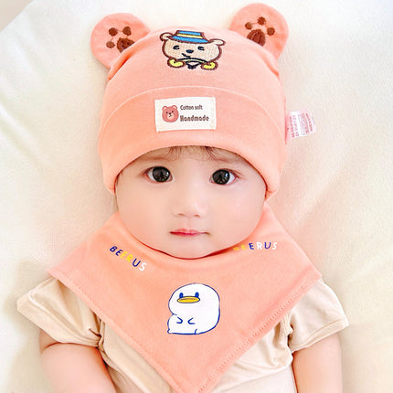 Katu Bear Infant Hat Spring & Fall 3-6-12 Months Male and Female Baby Pullover Hat Cotton 100-Day Sleeping Hat