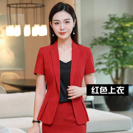 Small Suit Women's Jacket Korean Style Slim-fit Slimming Short-sleeved Suit Professional suit Women's Summer OL Sweat Steamed Foot Bath Work Clothes