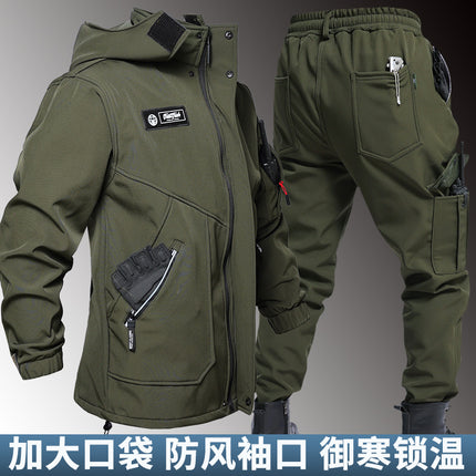 Autumn and Winter Three-in-One Charge Clothes Removable Inner Cold-proof Warm Two-piece Windproof Water-splashing and Dirty-resistant Work Clothes