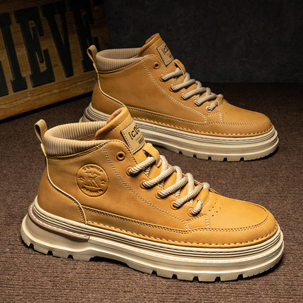 Autumn New Men's High-rise Sports Board Shoes Increased Thick-soled Casual All-match Outdoor Tooling Retro Trendy Shoes
