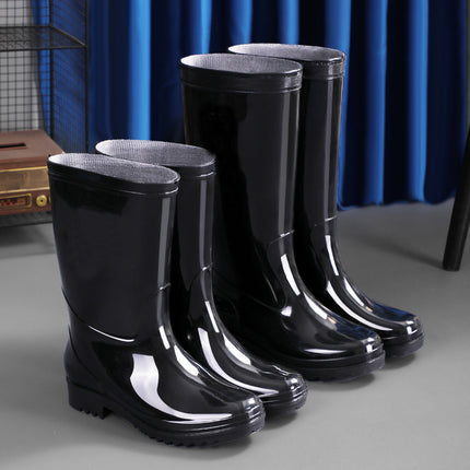 Foreign Trade High-Top Labor Protection Men's Rain Boots, Long Rain Boots, Waterproof Outdoor Non-Slip Fleece-Lined Warm Water Shoes, Cold-Proof and Protective