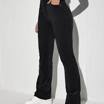 European and American Foreign Trade Hot-Selling High-Waisted Flared Corduroy Casual Pants for Women, Retro Skinny Pants, Fashionable Bell-Bottoms, Versatile