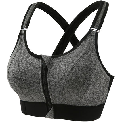 Front zipper sports bra women's running shockproof yoga vest plus size wireless push up cross beauty back underwear
