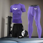 Purple bat white short-sleeved three-piece suit / S