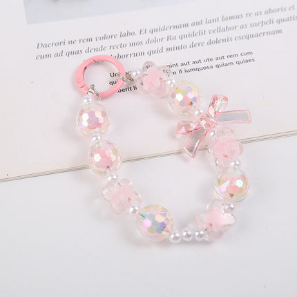 Japanese and Korean Ins Style Handmade Beaded Macaron Colorful Beads Mobile Phone Lanyard Flower Mobile Phone Chain Wrist Rope Wholesale