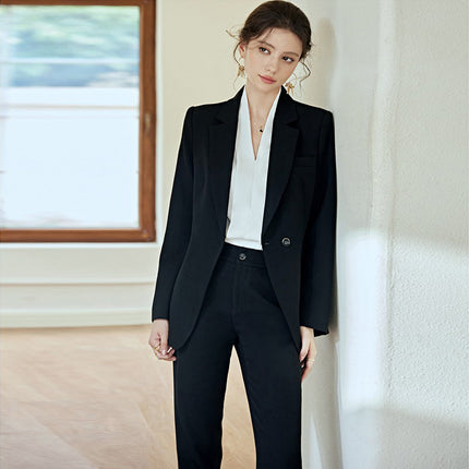 Spring and Autumn New One Button Suit Set Temperament Goddess Fan Sales Office Work Clothes White Collar Business Wear Dress Dress OL