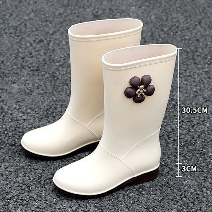 Fashion New Women's Rain Boots High Tube Korean Version Non-Slip Rain Boots Long Tube Outdoor Water Boots Fashion Versatile Rubber Shoes Wholesale