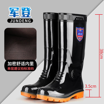Kitchen High-Top Thickened Chef Rubber Shoes Non-Slip Rain Boots Waterproof Oil-Proof Kitchen Shoes with Cow Tendon Sole Men's Long Water Shoes