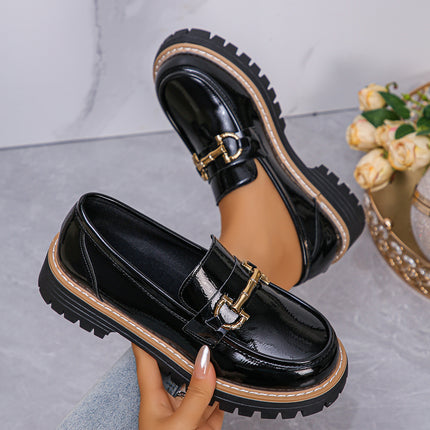 Cross-Border Export Women's Fashionable and Versatile Slip-On Shoes 2025 Spring & Fall New Style Lightweight and Comfortable Thick Heel Loafers