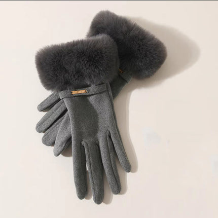 Women's Warm Gloves, German Velvet, Windproof and Cold-Proof, Touch Screen Cycling and Driving, Velvet and Thickened Outdoor Travel Winter Gloves