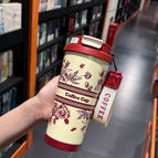 500ml / National style thermos cup-[red] [free carrying rope + straw]