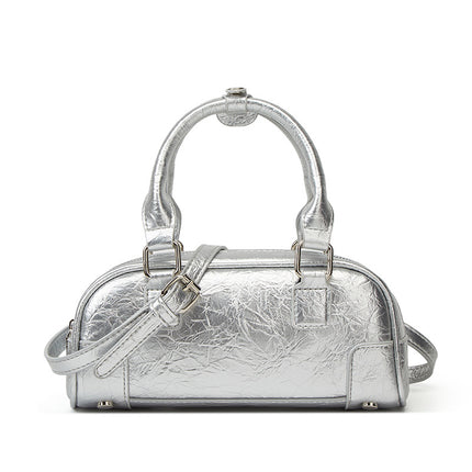 Retro Niche Texture Boston Handbag Women's Bag Korean Style Simple Pillow Bag Versatile Commuter Shoulder Crossbody Bag