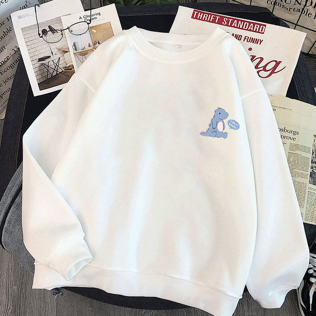 fleece-lined Men's Sweater New Autumn and Winter Hong Kong Style Loose Thin Base Shirt Couple's Coat Men's T-shirt Top Clothes