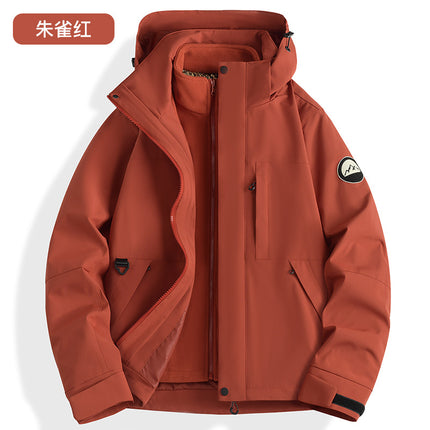 Three-In-One Outdoor Jacket for Women and Men, Detachable, Thickened and Fleece-Lined, Suitable for Mountaineering, Autumn and Winter Windproof and Warm Coat