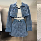 Jacquard denim two-piece set / S code [recommended within 50kg]